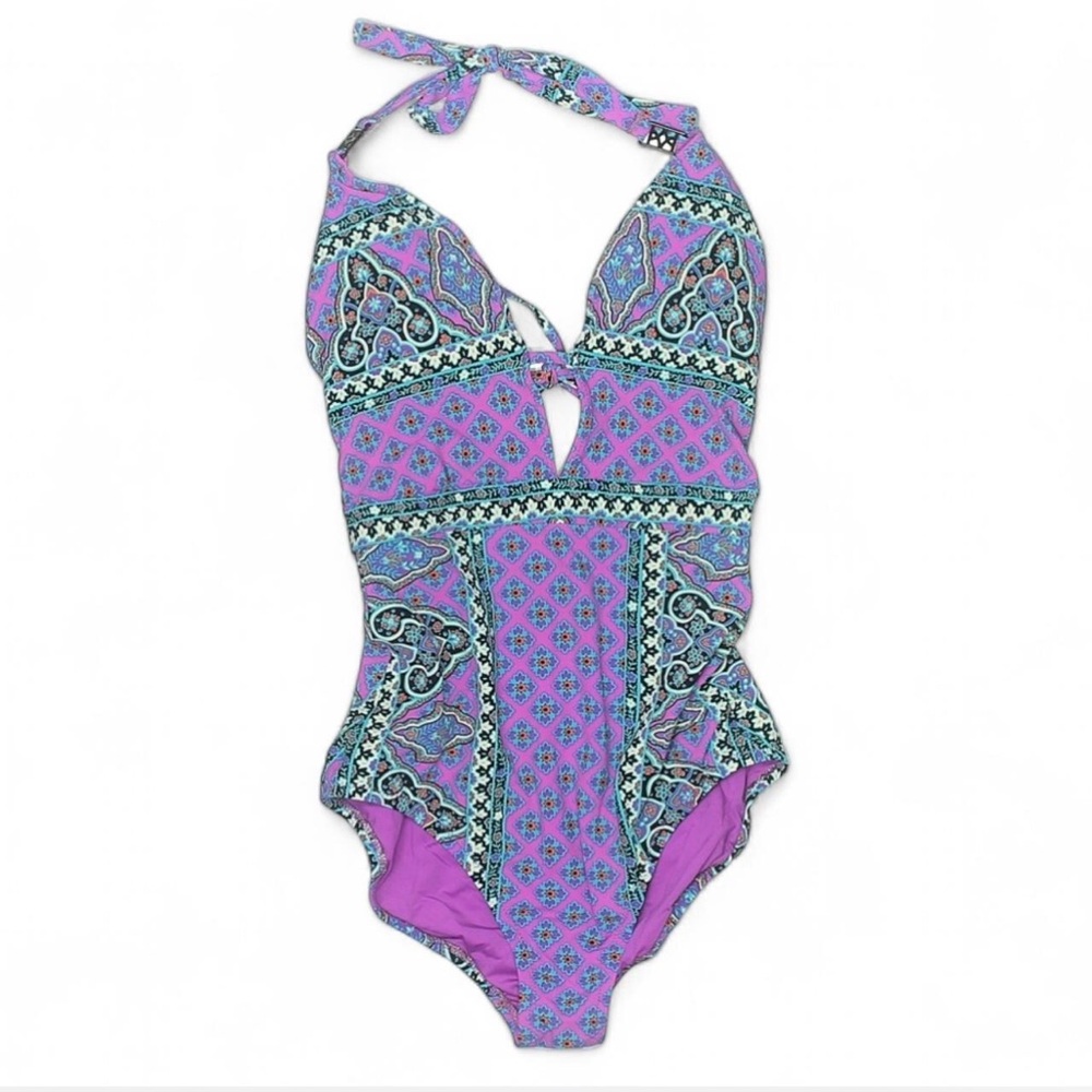 Nanette Lepore Size XS One piece swimsuit Purple Paisley One-Piece Halter